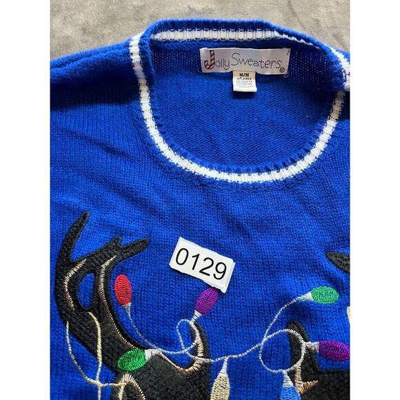Jolly Sweaters Size M Blue Bro Where's the Party‎ Holiday Ugly Christmas Sweater - Picture 4 of 4